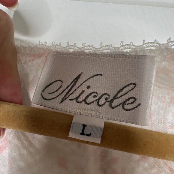 Nicole Vintage NOS Gown Robe Set Large Pink Bows Cottagecore Traditional READ - Picture 12 of 16